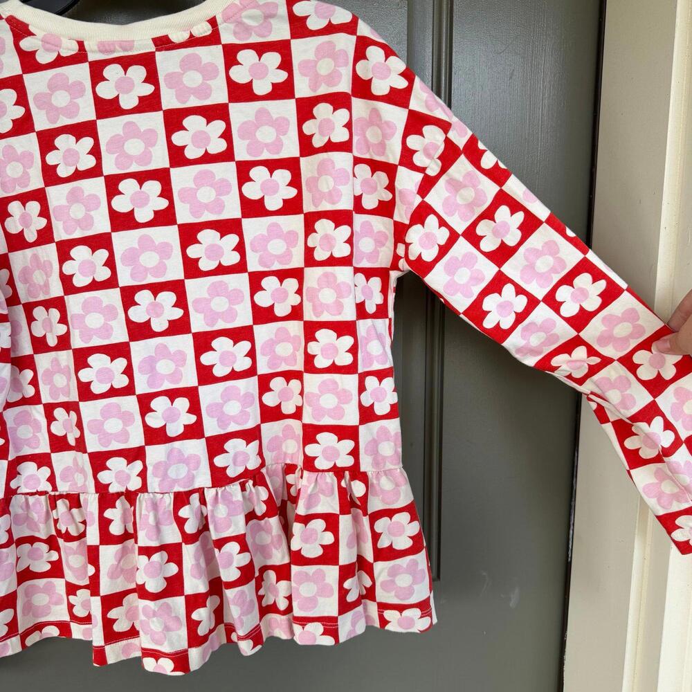 Hanna Andersson Floral Checkered Flounce Top 150cm 12 - Picture 4 of 4